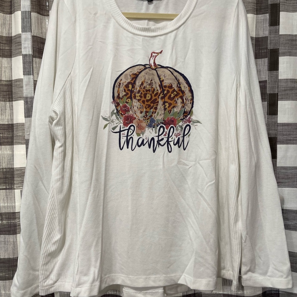 White Thankful Long Sleeve Tee